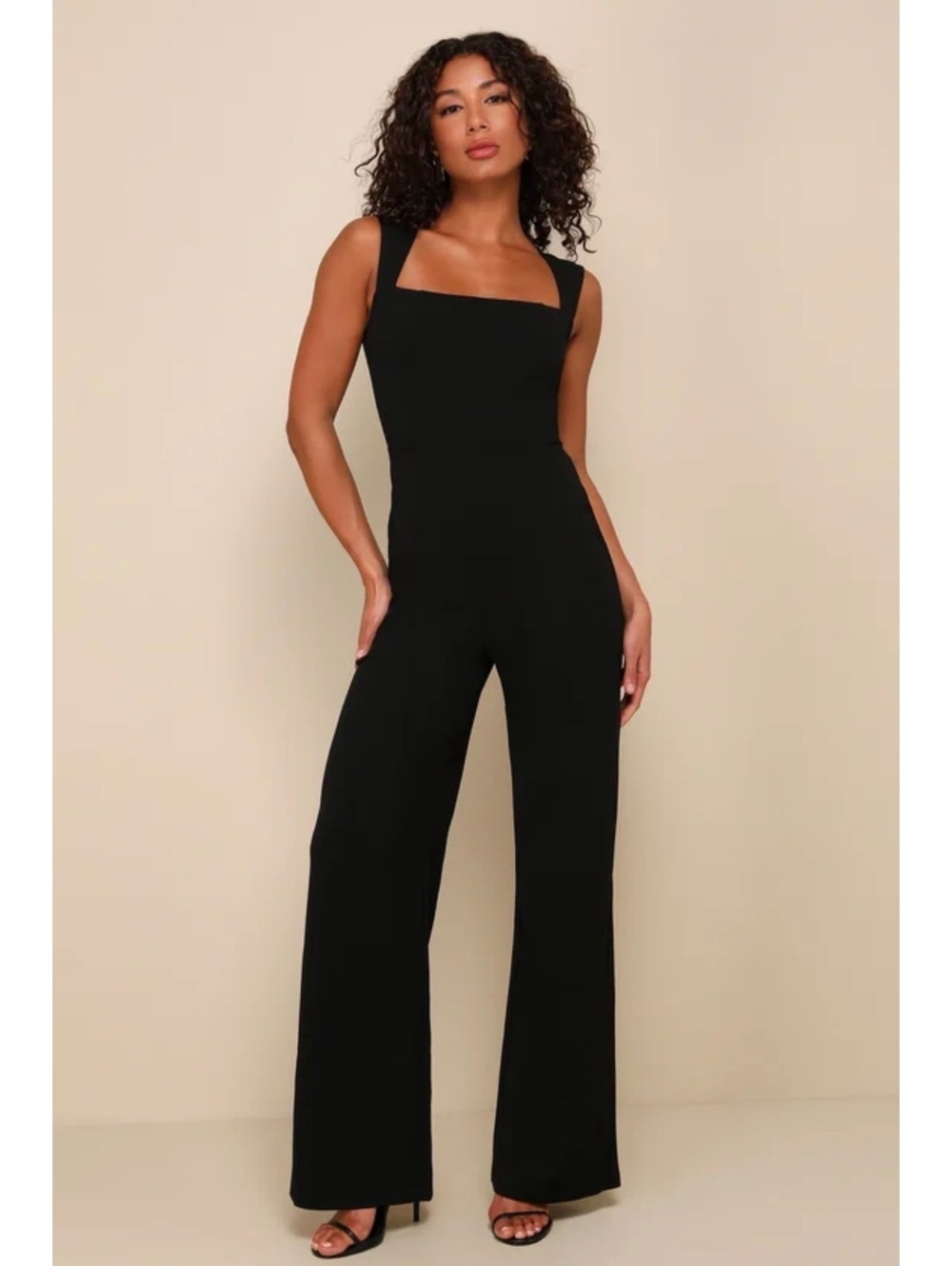 NWT Lulus Enticing Endeavors Black Wide Leg Jumpsuit Size M